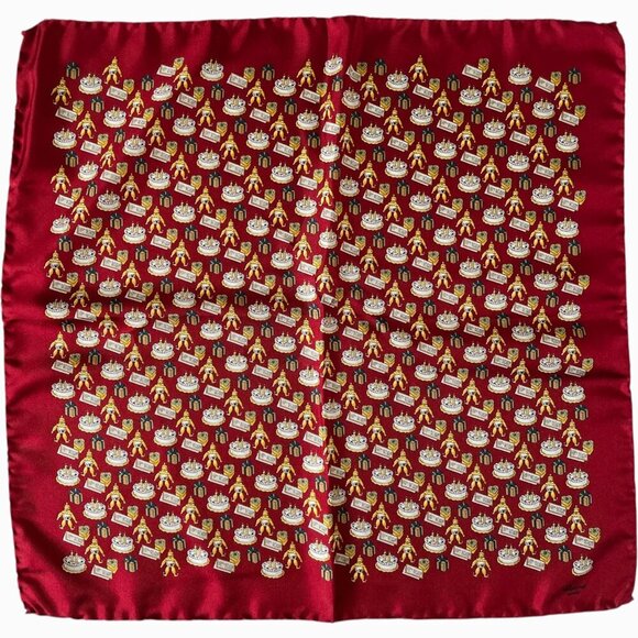 Chopard Red Silk Happy Birthday Pocket Square Scarf - Picture 1 of 6